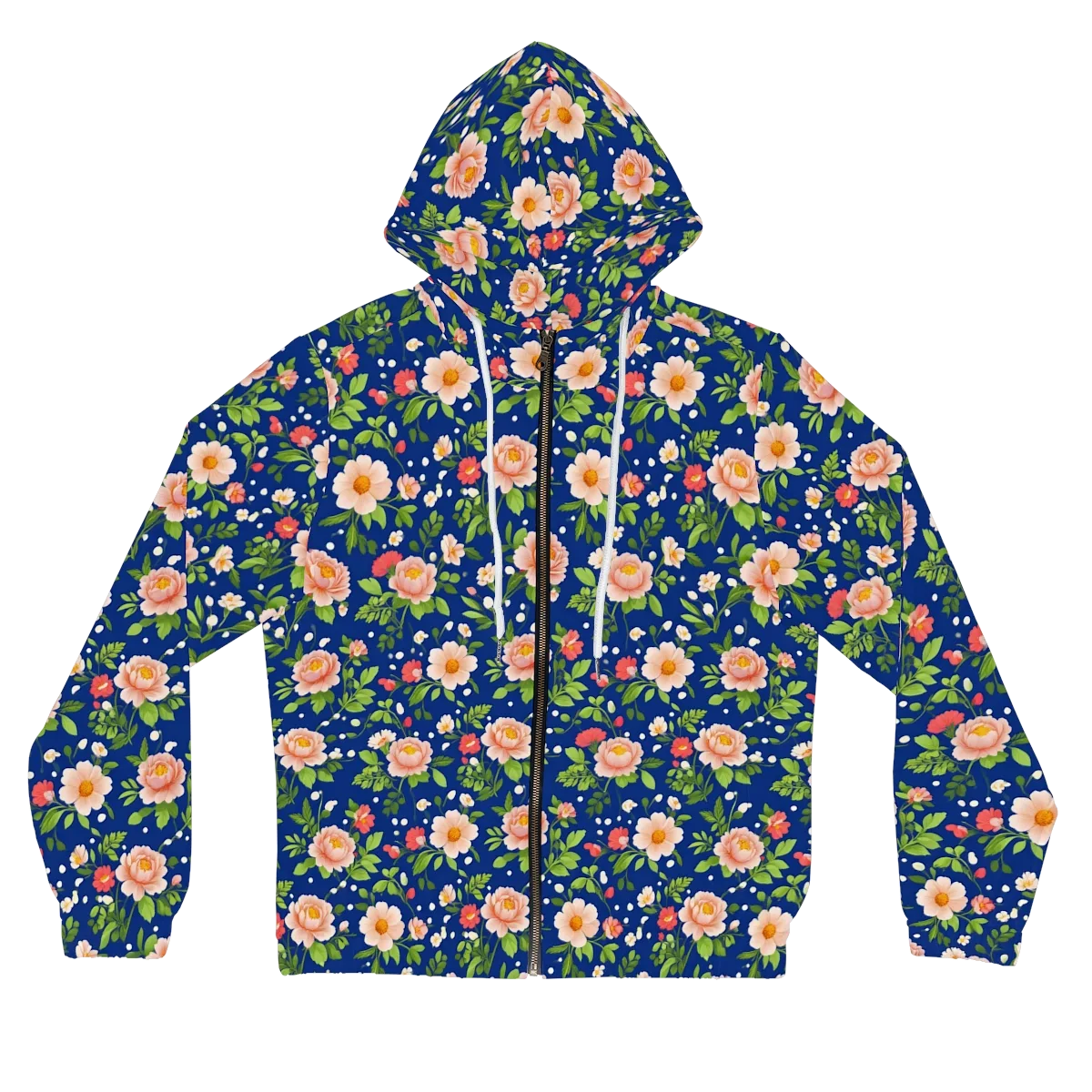 Midnight Peony on Women's Full-Zip Hoodie — Front