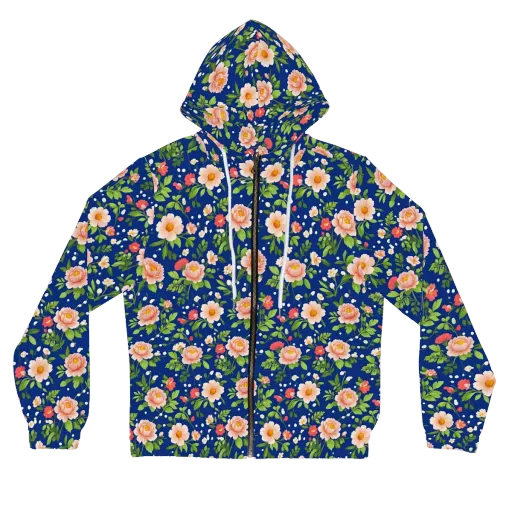 Midnight Peony on a Women's Full-Zip Hoodie