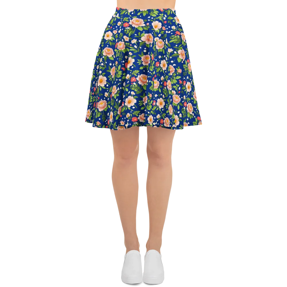Midnight Peony on Skater Skirt — Front