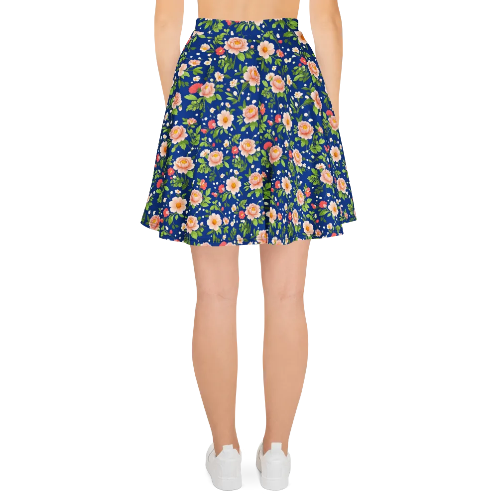 Midnight Peony on Skater Skirt — Back