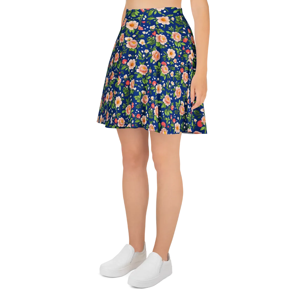 Midnight Peony on Skater Skirt — Left