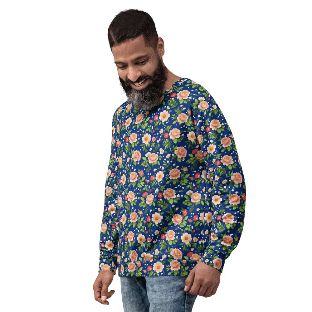 Midnight Peony on Sweatshirt — Left Front