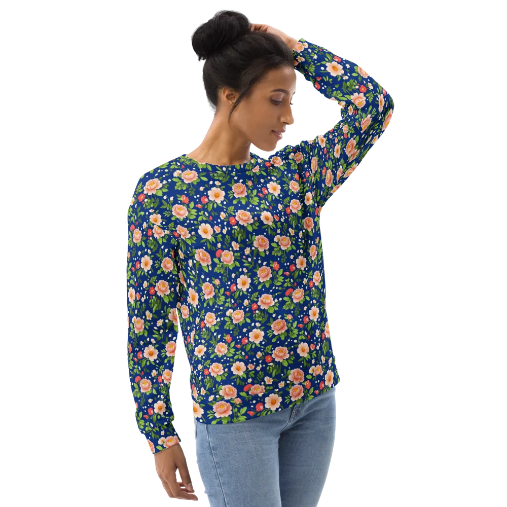 Midnight Peony on Sweatshirt — Right Front