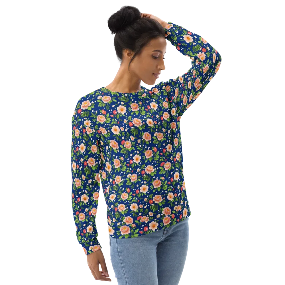 Midnight Peony on Sweatshirt — Right Front