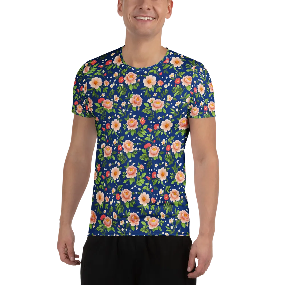 Midnight Peony on Men's Athletic T-Shirt — Front