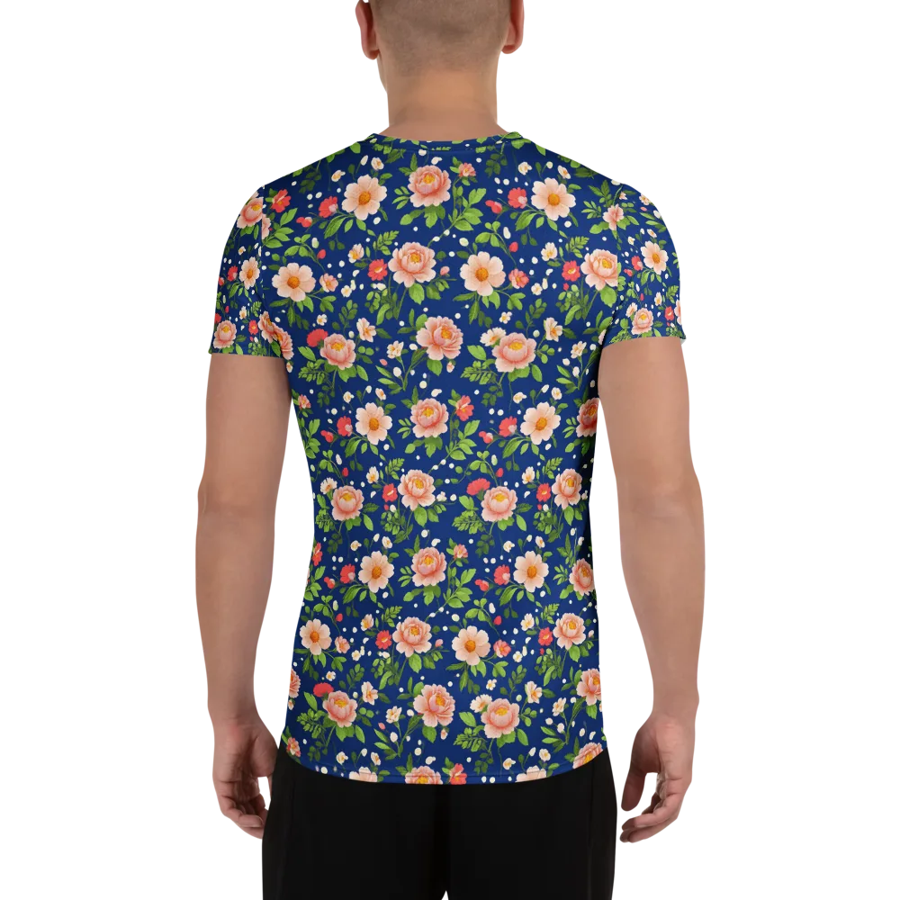 Midnight Peony on Men's Athletic T-Shirt — Back