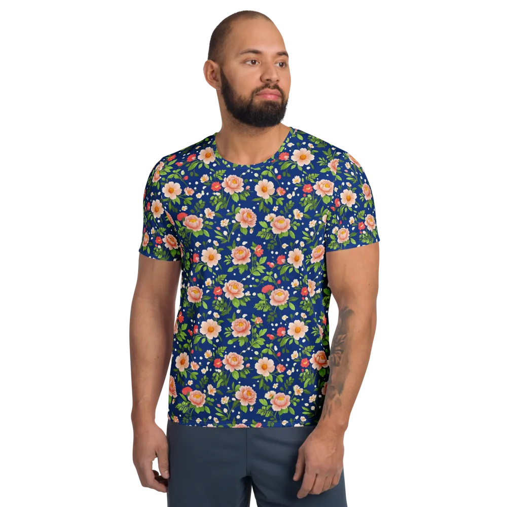 Midnight Peony on Men's Athletic T-Shirt — Front