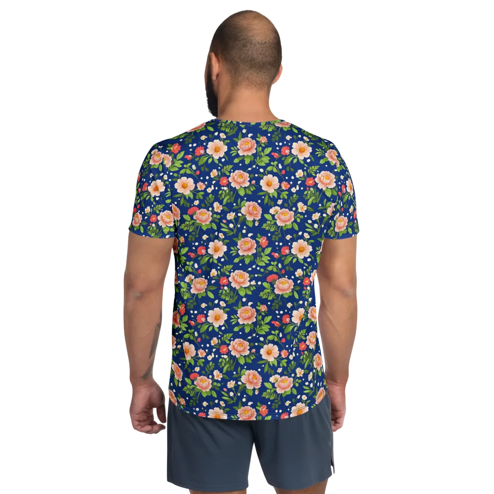 Midnight Peony on Men's Athletic T-Shirt — Back