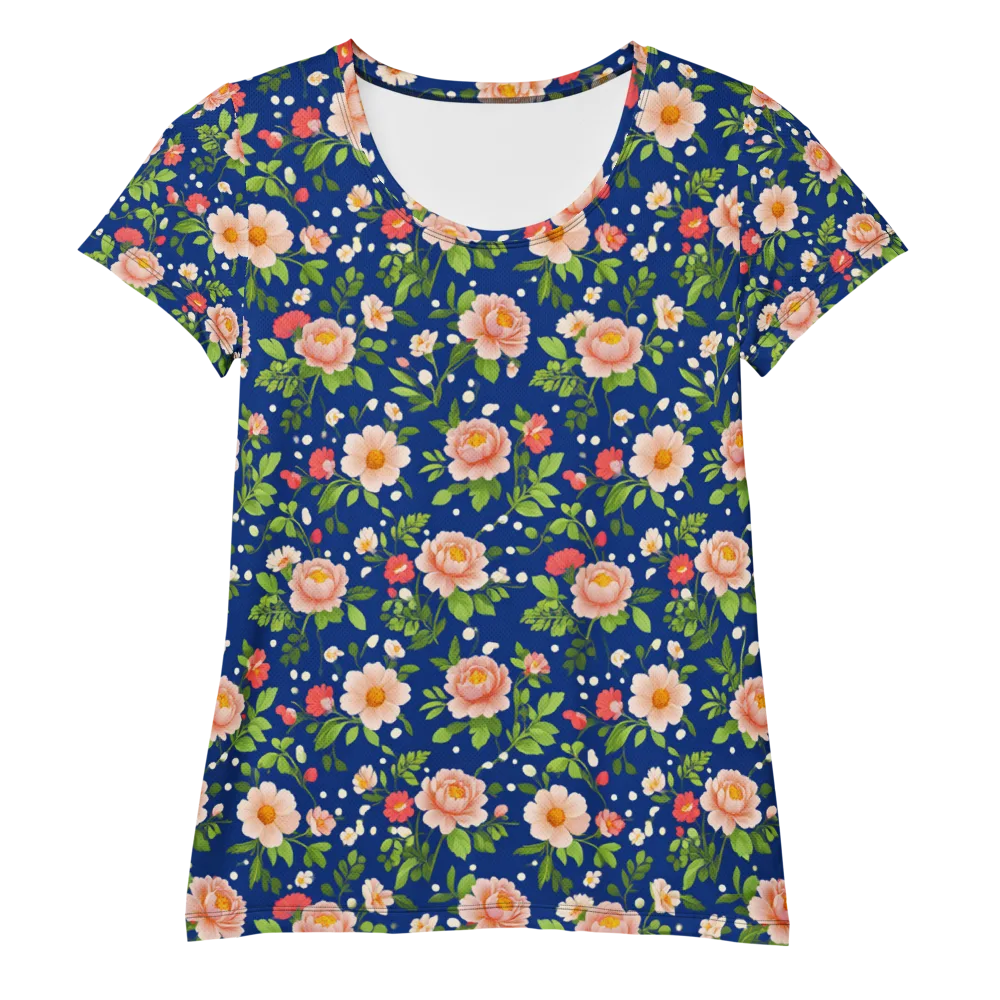 Midnight Peony on Women's Athletic T-Shirt — Front