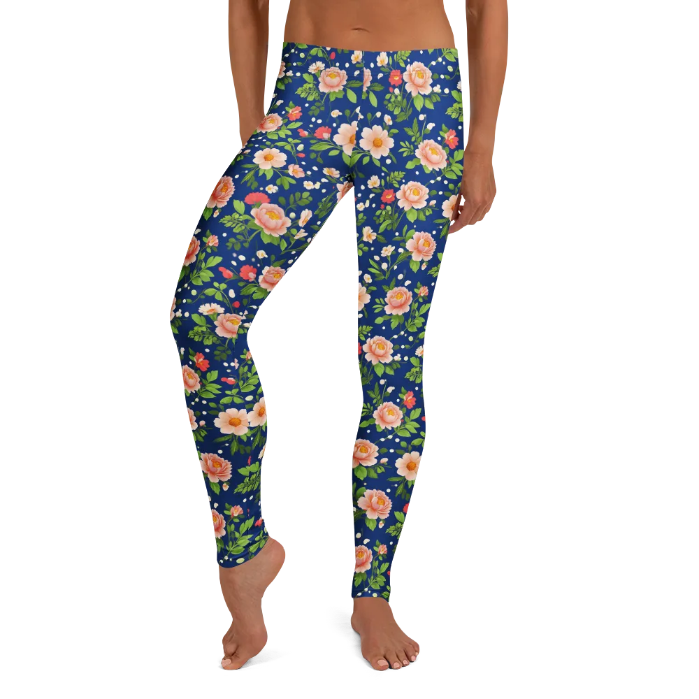 Midnight Peony on Leggings — Front