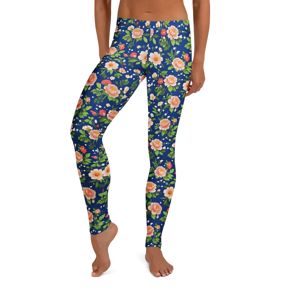 Midnight Peony on Leggings — Front