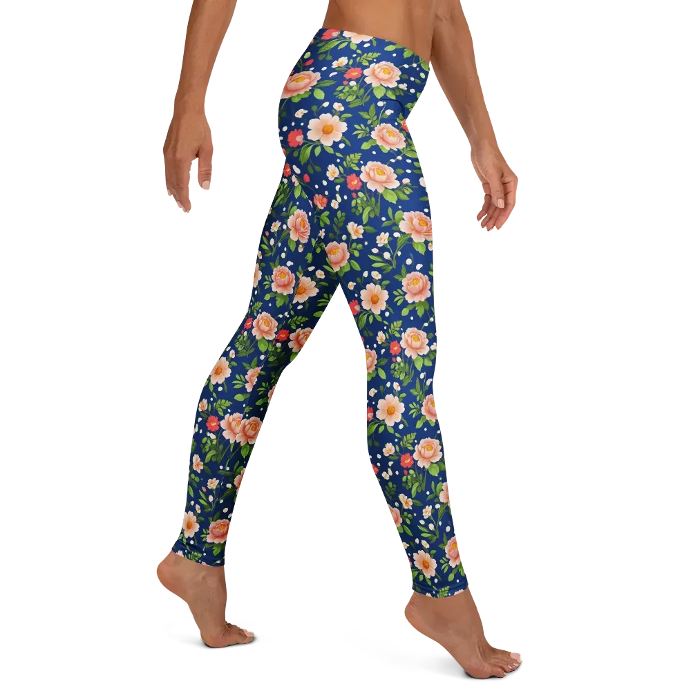 Midnight Peony on Leggings — Right