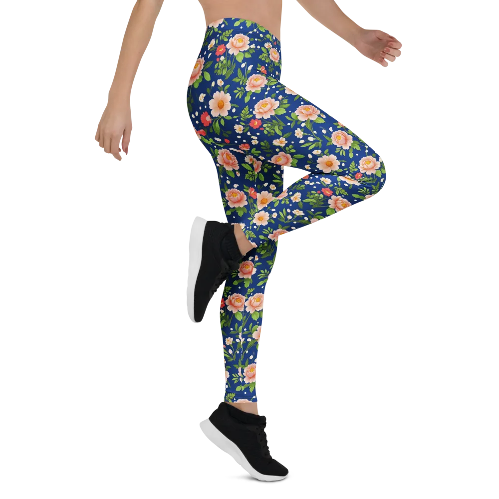 Midnight Peony on Leggings — Right