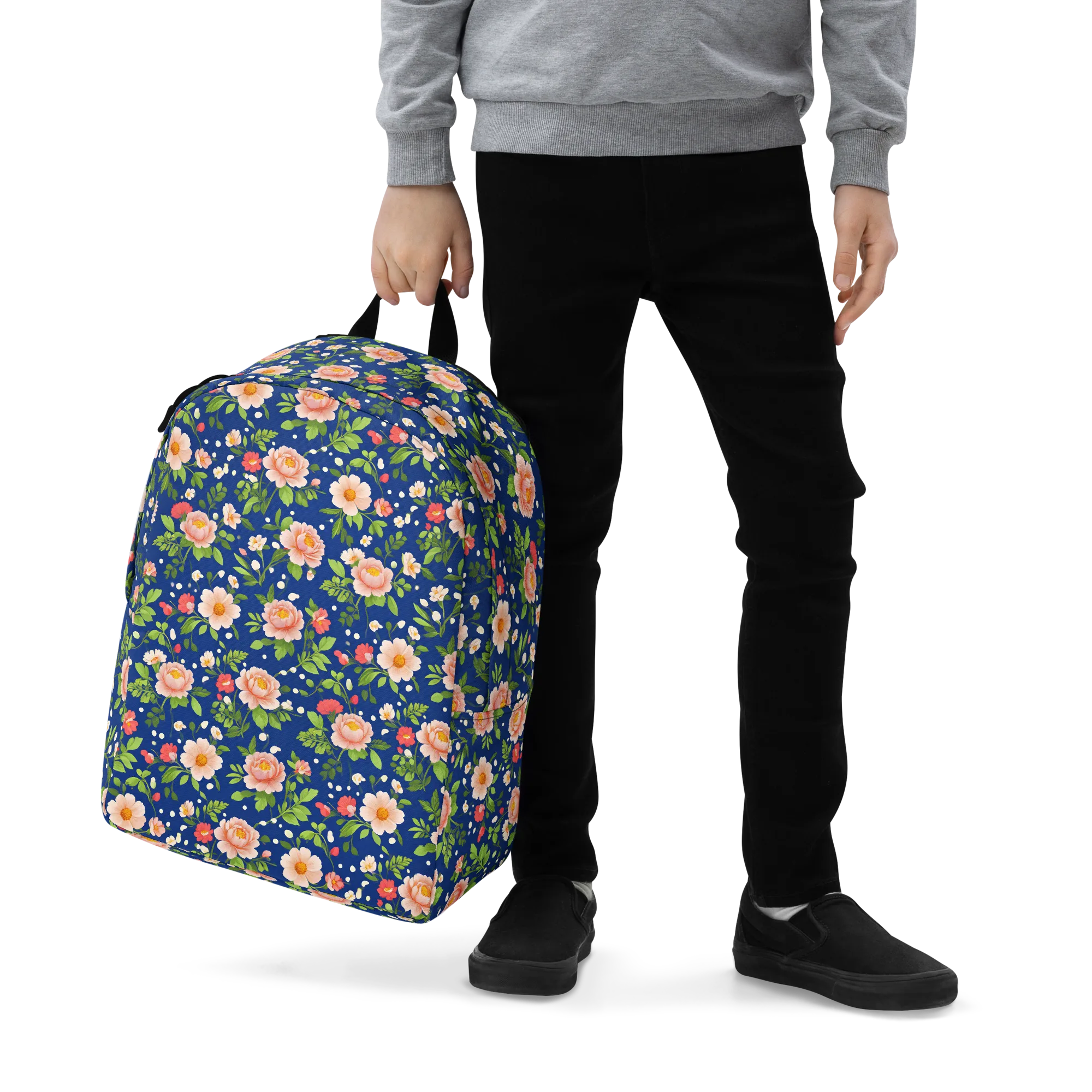 Midnight Peony on Minimalist Backpack — Zoomed-in