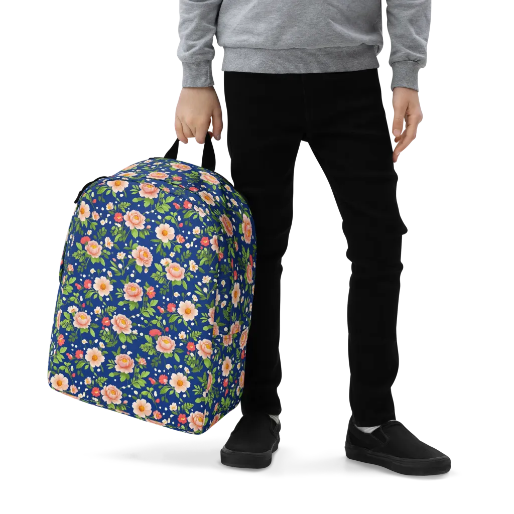 Midnight Peony on Minimalist Backpack — Zoomed-in