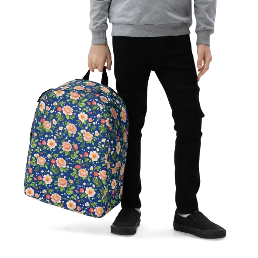 Midnight Peony on a Minimalist Backpack