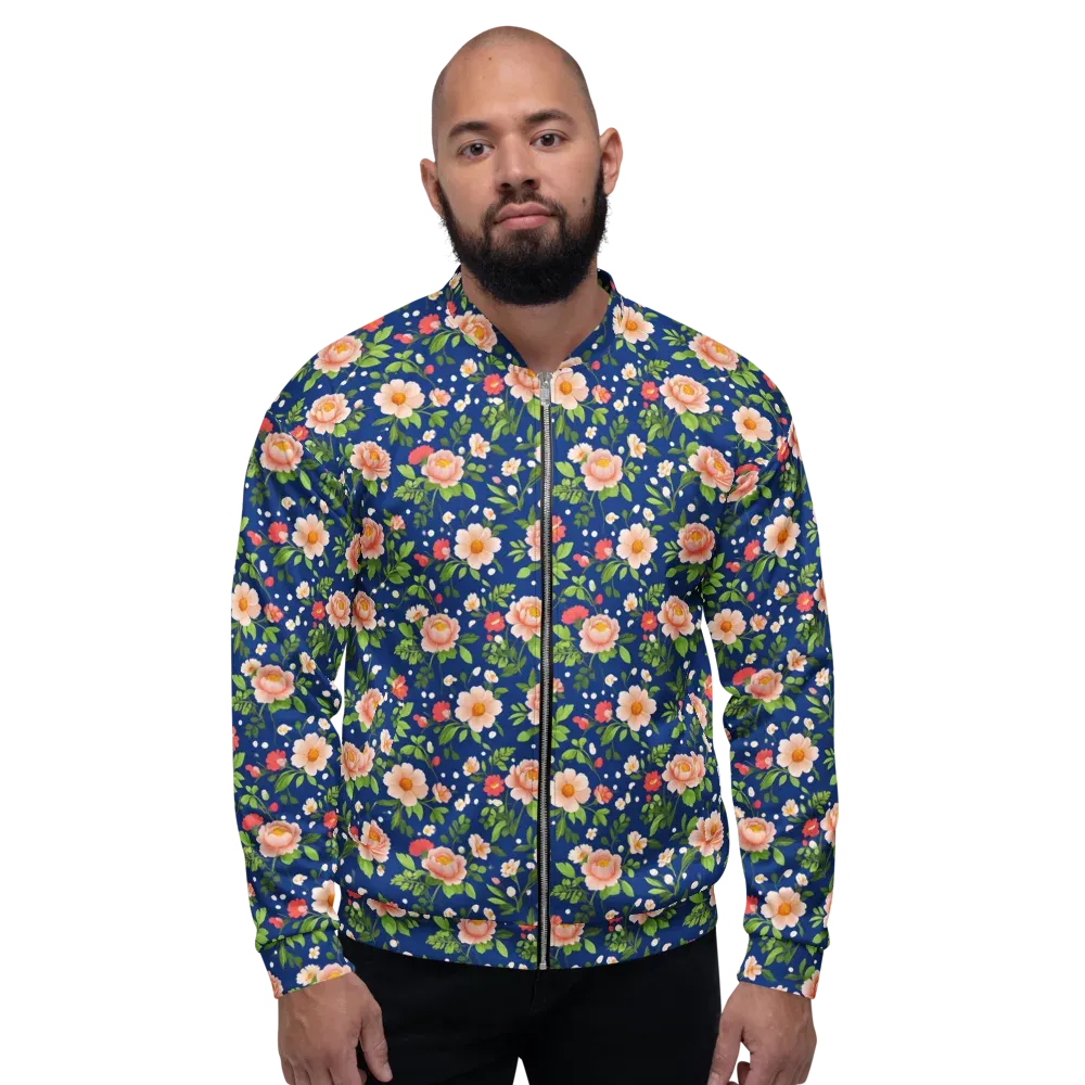 Midnight Peony on Bomber Jacket — Front