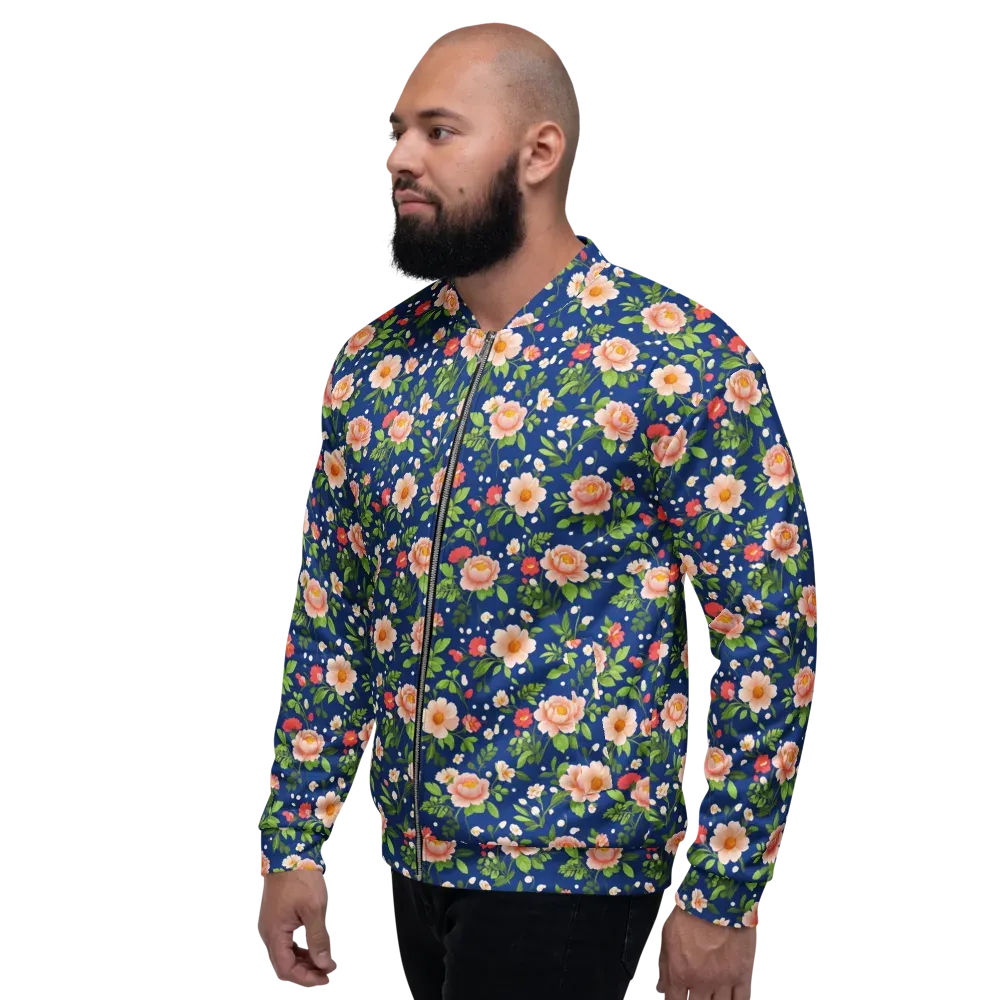 Midnight Peony on Bomber Jacket — Left