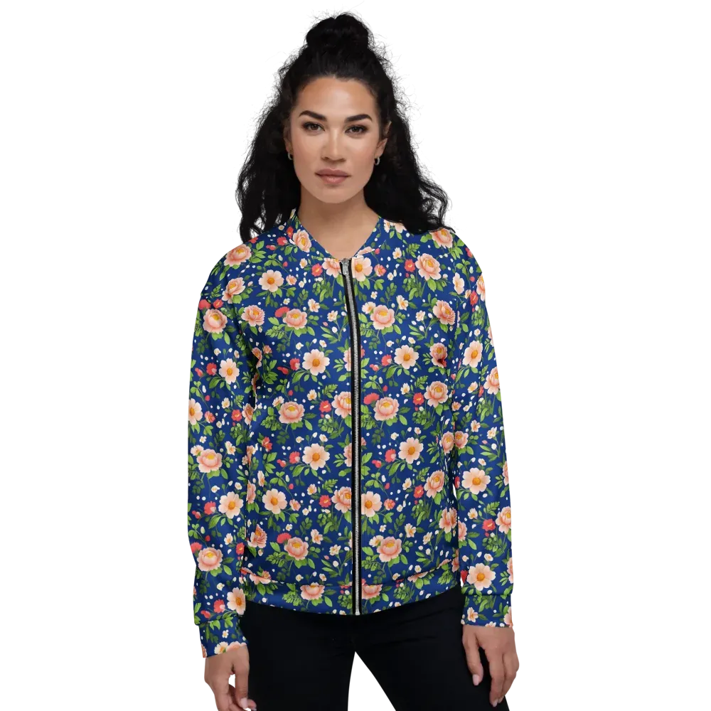 Midnight Peony on Bomber Jacket — Front