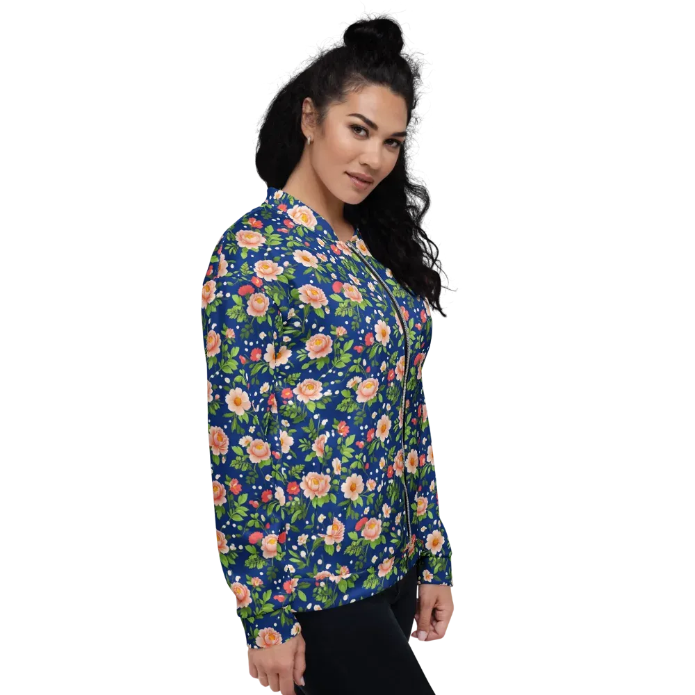 Midnight Peony on Bomber Jacket — Right