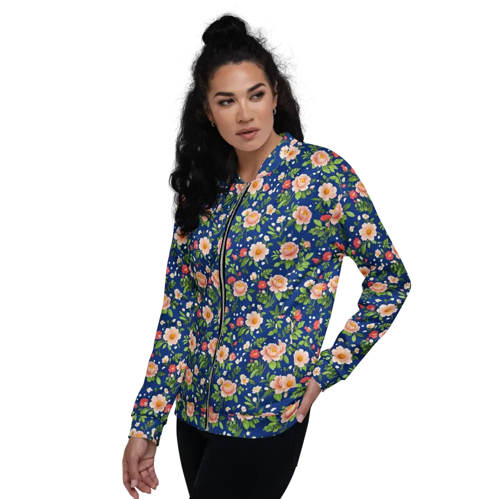 Midnight Peony on Bomber Jacket — Left
