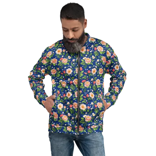 Midnight Peony on a Bomber Jacket