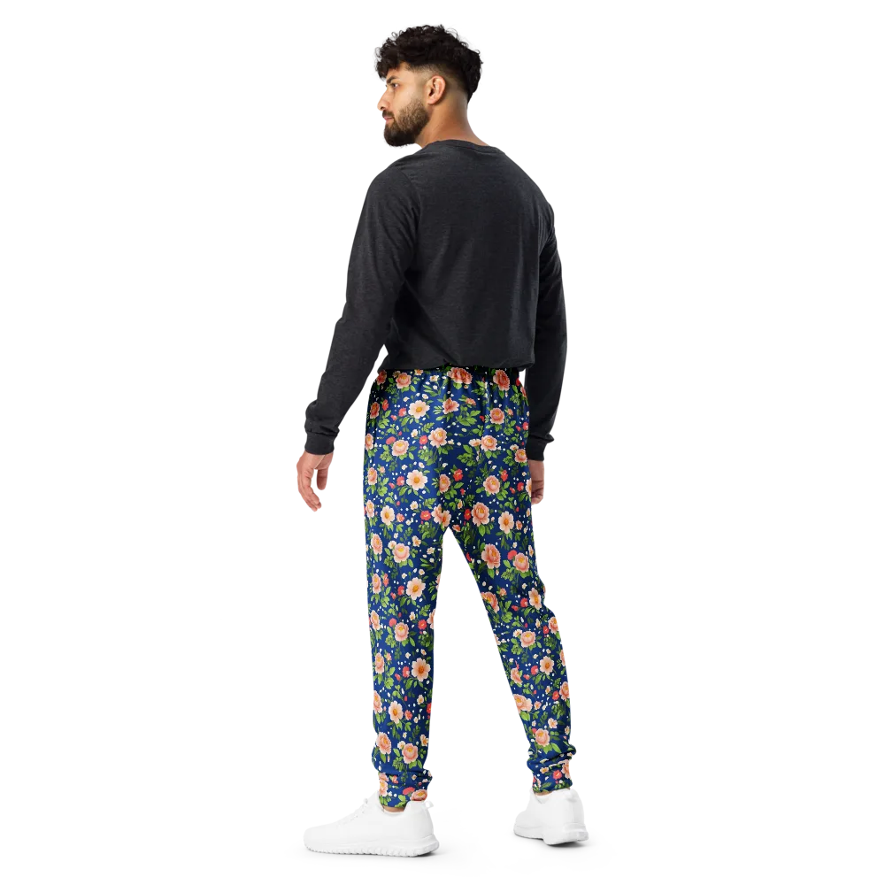 Midnight Peony on Men's Joggers — Back