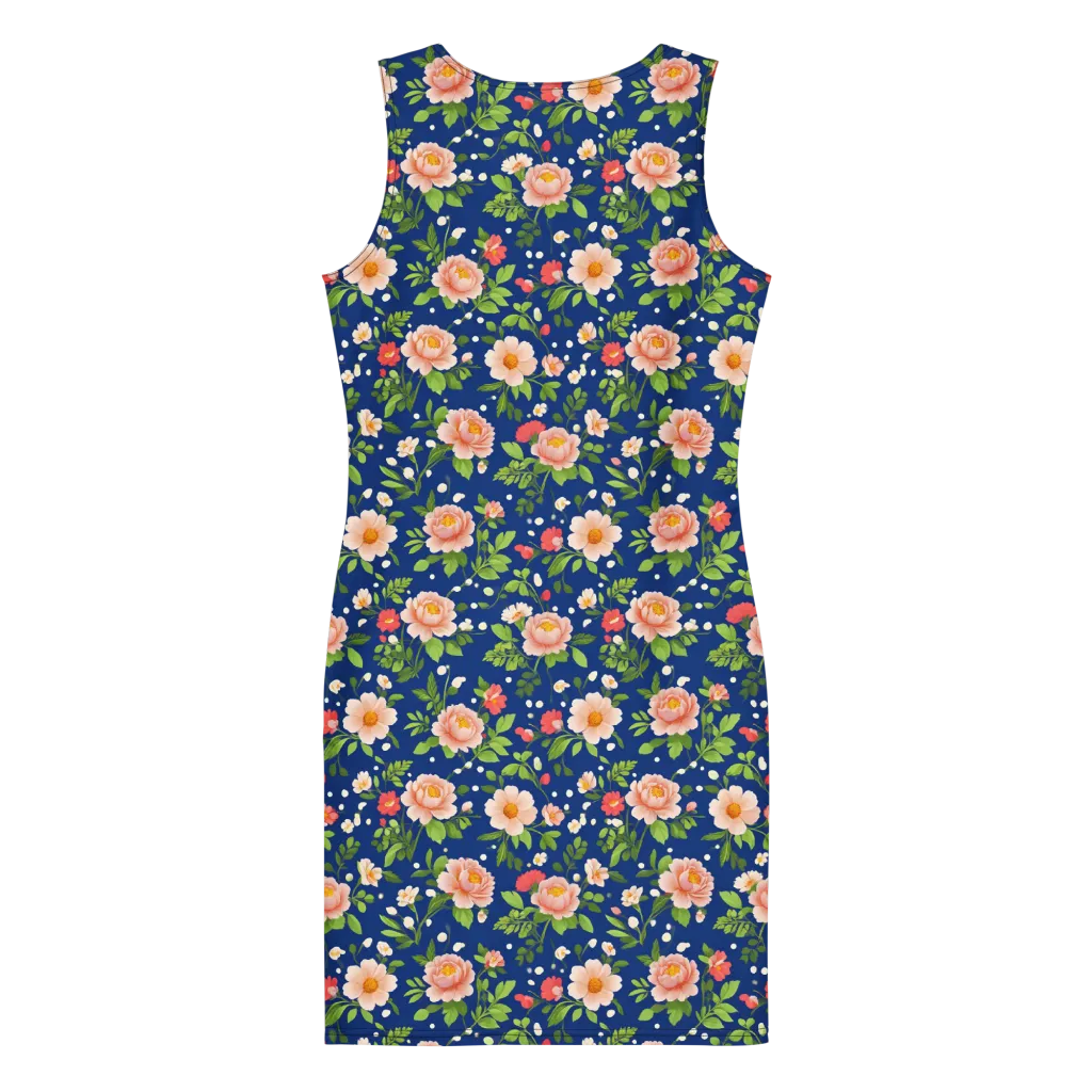 Midnight Peony on Bodycon Dress — Back