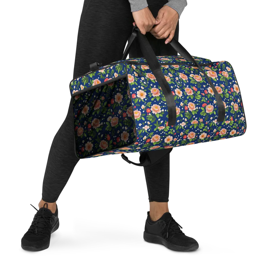 Midnight Peony on Duffle Bag — Right Front
