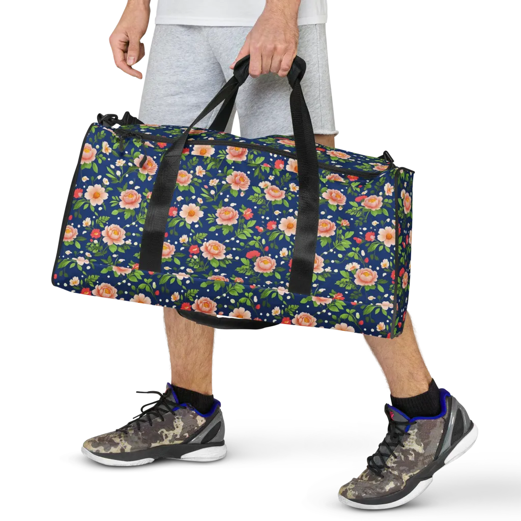 Midnight Peony on Duffle Bag — Front