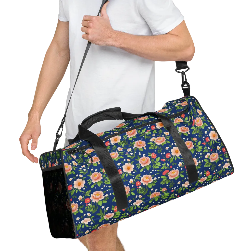 Midnight Peony on Duffle Bag — Right Front