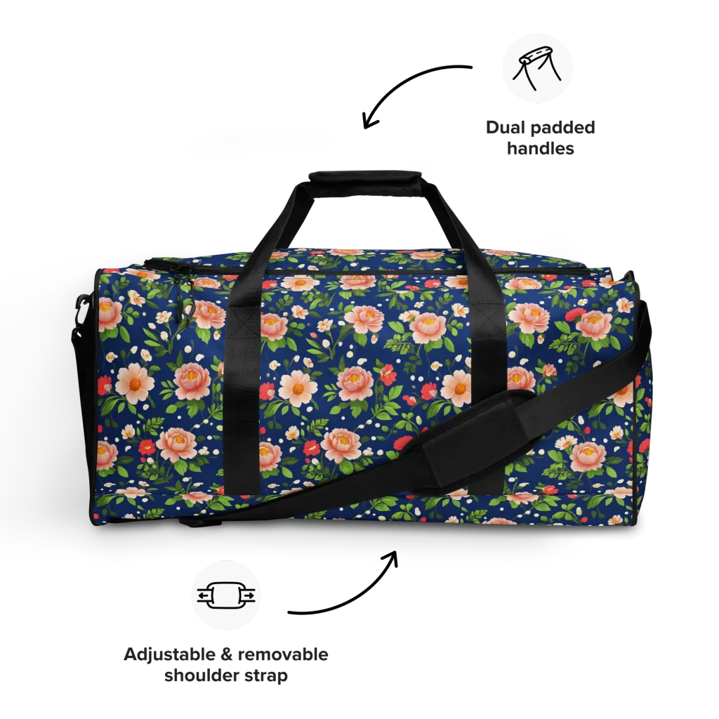 Midnight Peony on Duffle Bag — Front