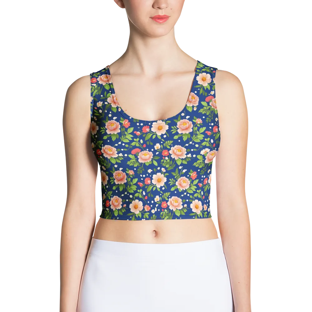 Midnight Peony on Crop Top — Front