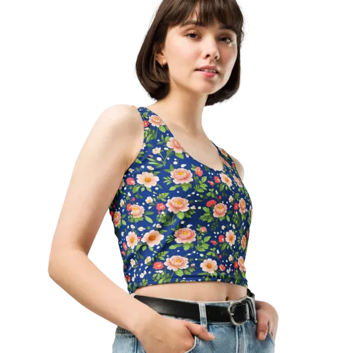 Midnight Peony on a Crop Top