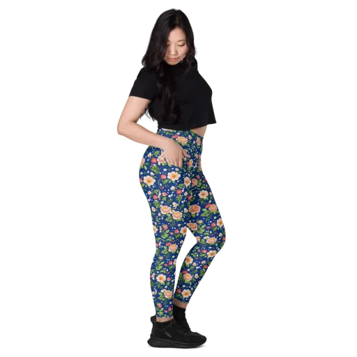 Midnight Peony on a Leggings with Pockets
