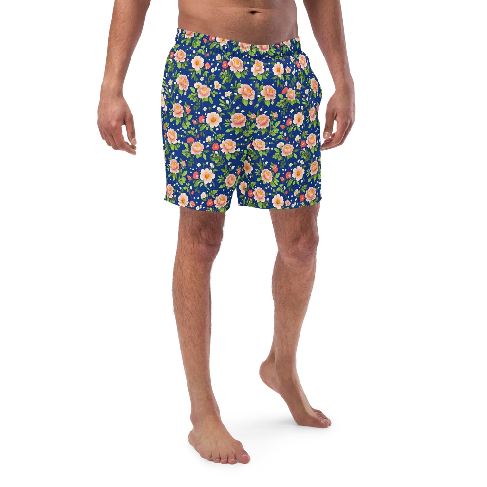 Midnight Peony on Swim Trunks — Front