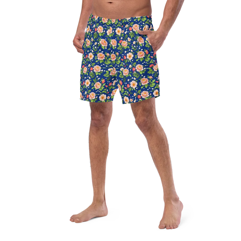 Midnight Peony on Swim Trunks — Left Front