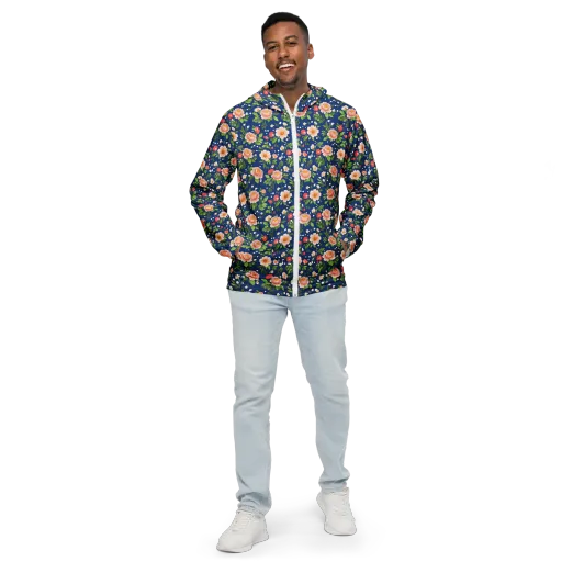 Midnight Peony on a Men's Windbreaker
