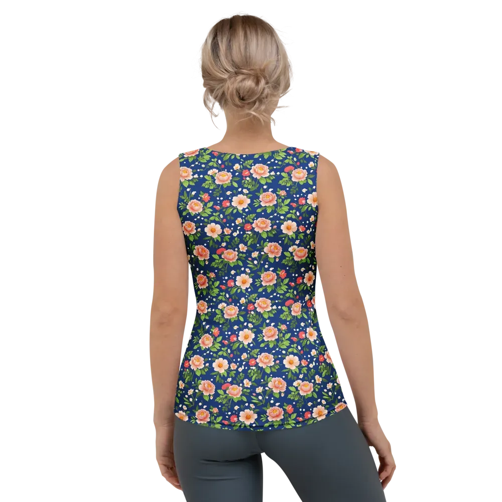 Midnight Peony on Women's Tank Top — Back