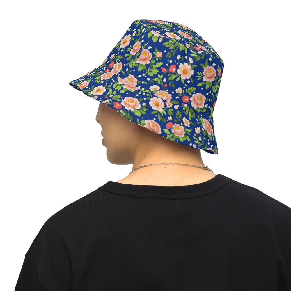 Midnight Peony on Reversible Bucket Hat — Back Inside