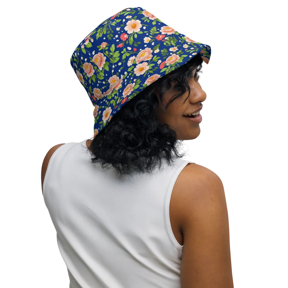 Midnight Peony on Reversible Bucket Hat — Right Outside