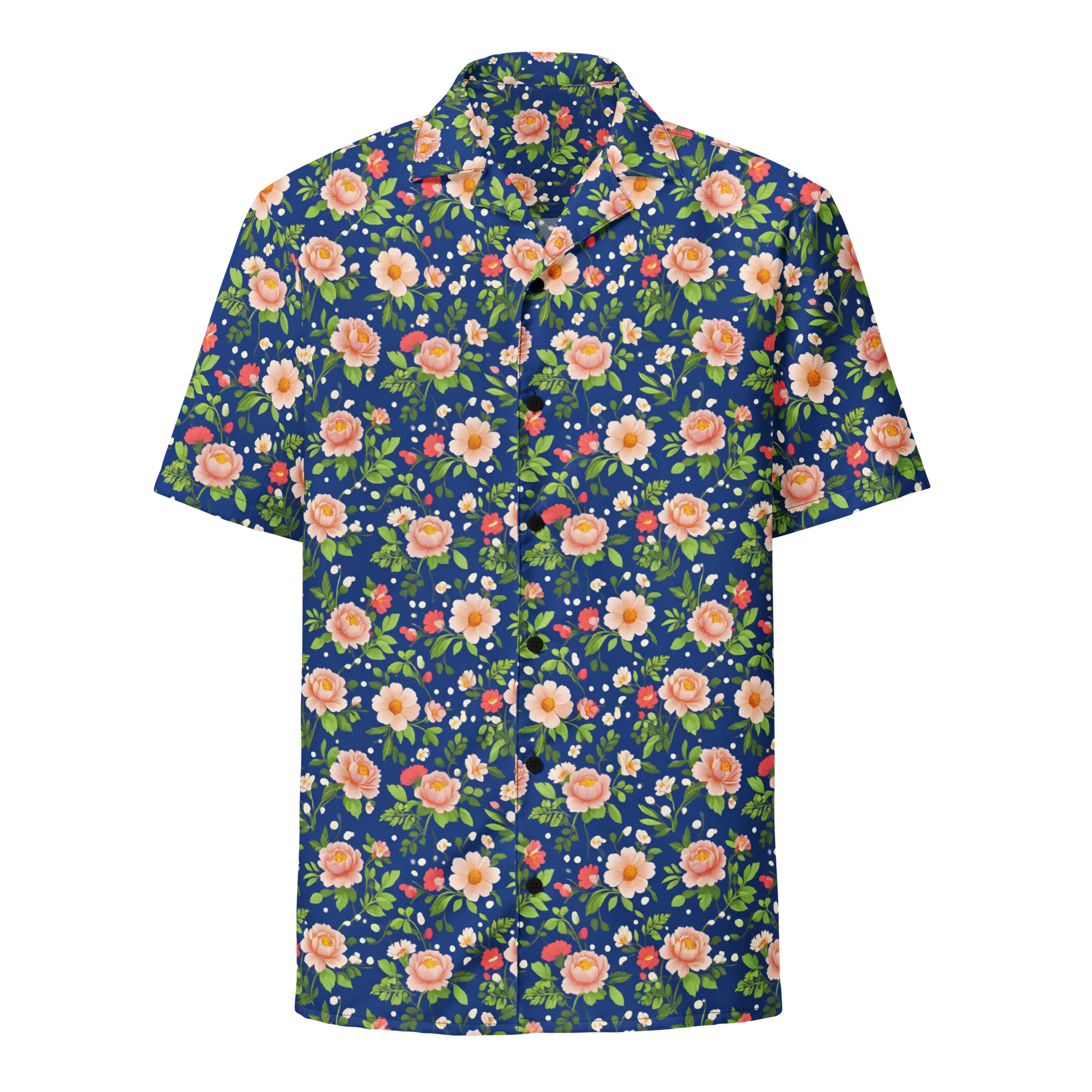 Midnight Peony on Button Shirt — Front