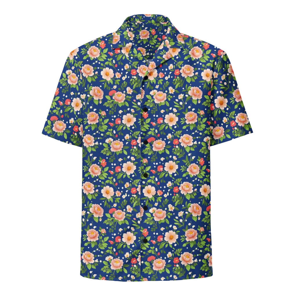Midnight Peony on Button Shirt — Front