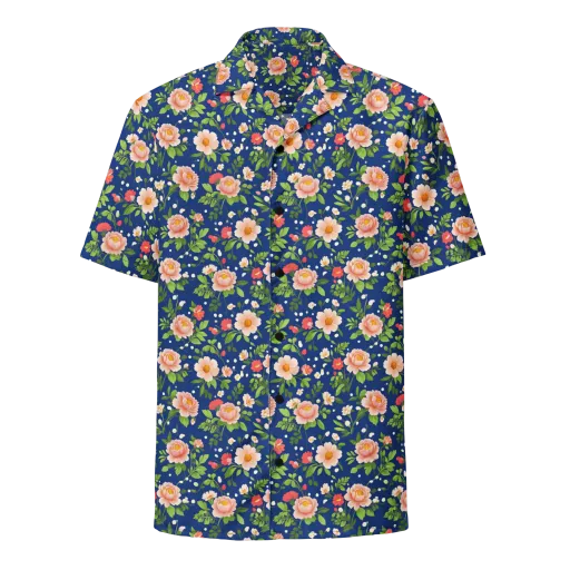 Midnight Peony on a Button Shirt
