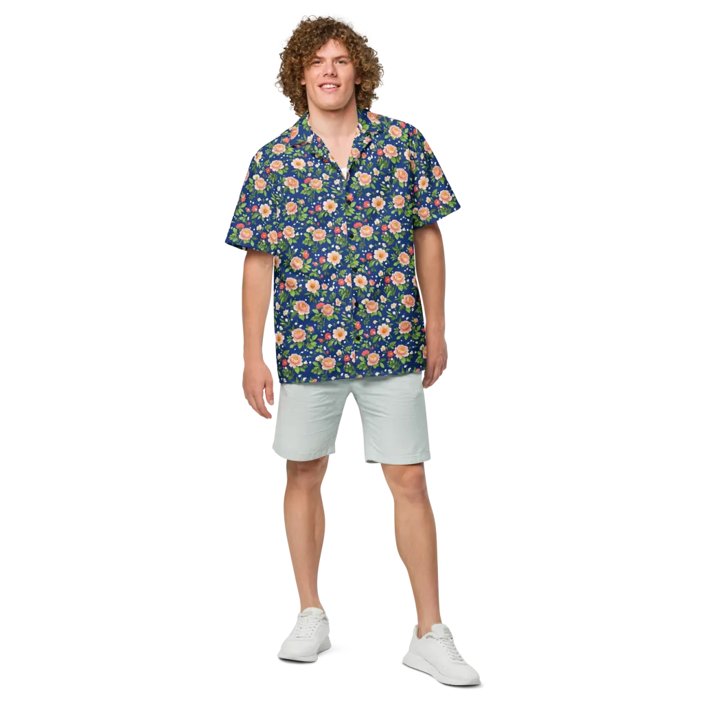 Midnight Peony on Button Shirt — Front