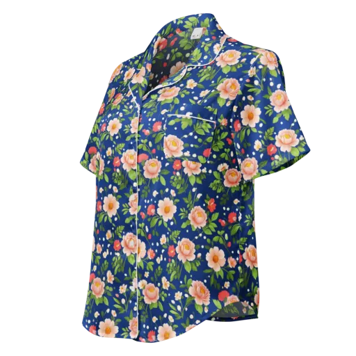 Midnight Peony on a Women's Short Sleeve Pajama Top
