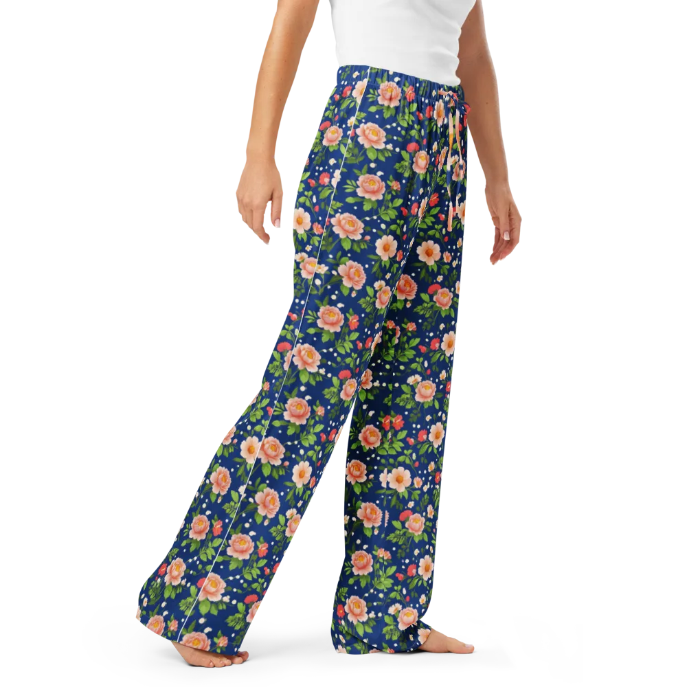 Midnight Peony on Women's Pajama Pants — Right Front