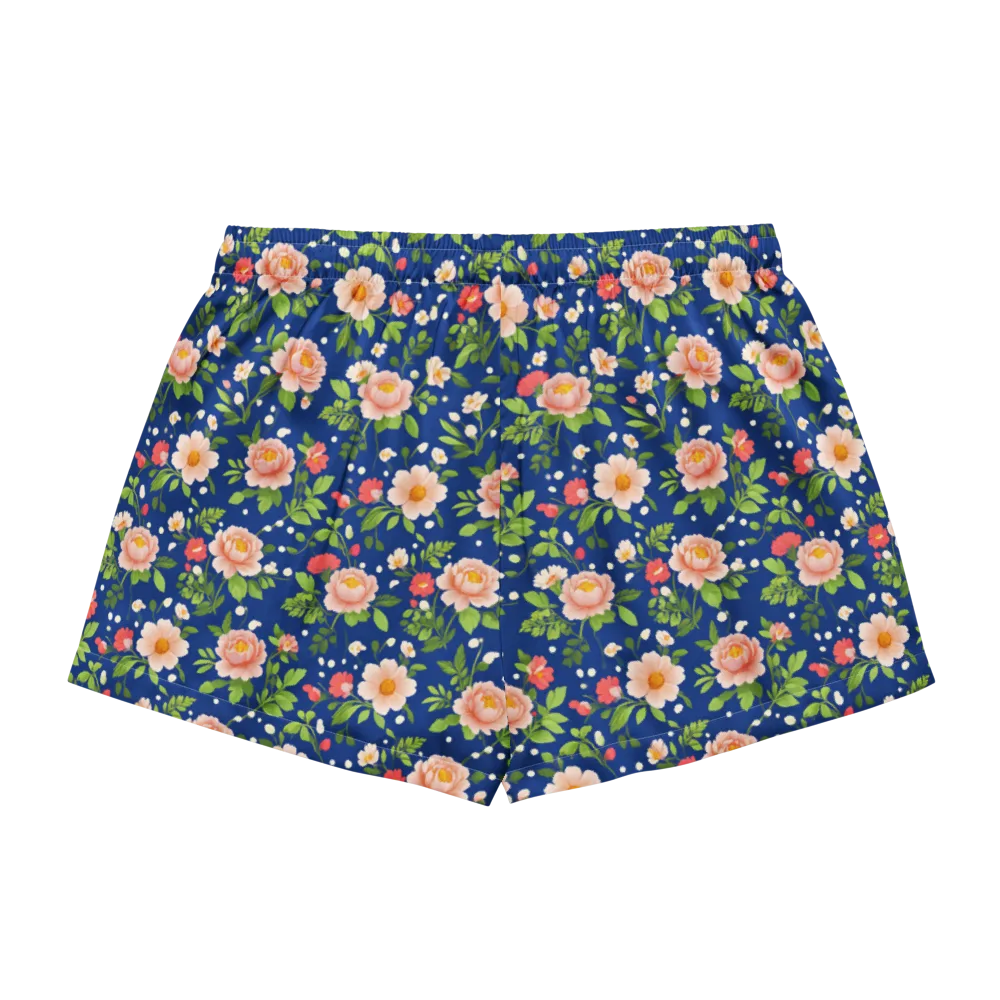 Midnight Peony on Women's Pajama Shorts — Back