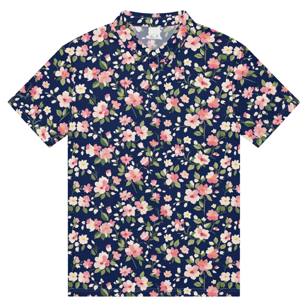 Midnight Blossom on Men's Slim Fit Polo Shirt — Front