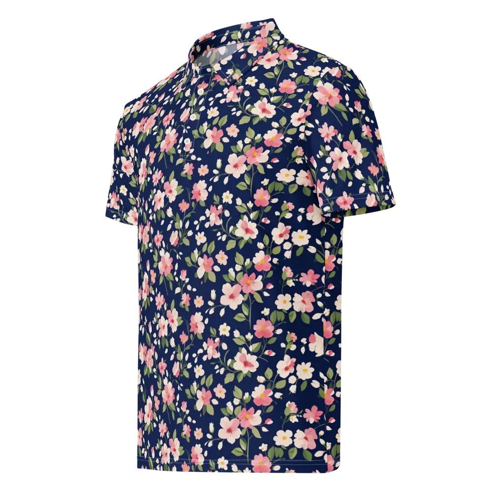 Midnight Blossom on Men's Slim Fit Polo Shirt — Left Front